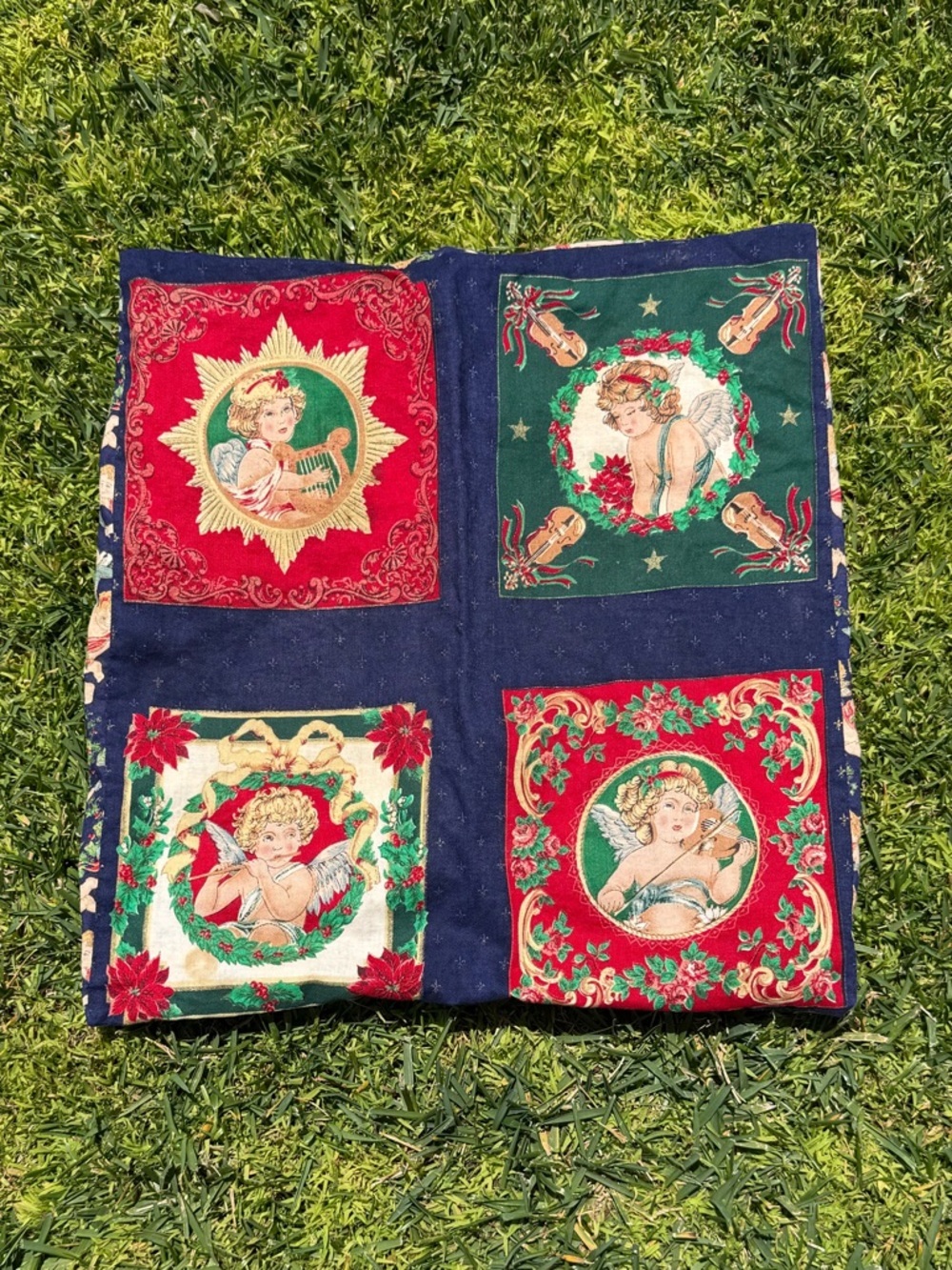 VTG Concord Christmas Musical Angels Handmade Pillow Cover Festive Holiday 14x15